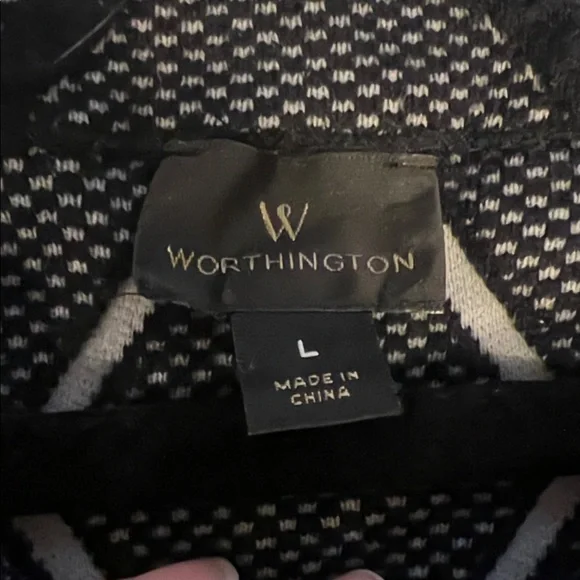 Worthington Black Embroidered Overlay Quarter Sleeve Sweater Diamond Pattern L - Picture 4 of 8